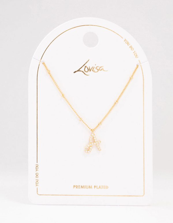 Gold Plated Cursive A Initial Necklace Fashion - Image 3