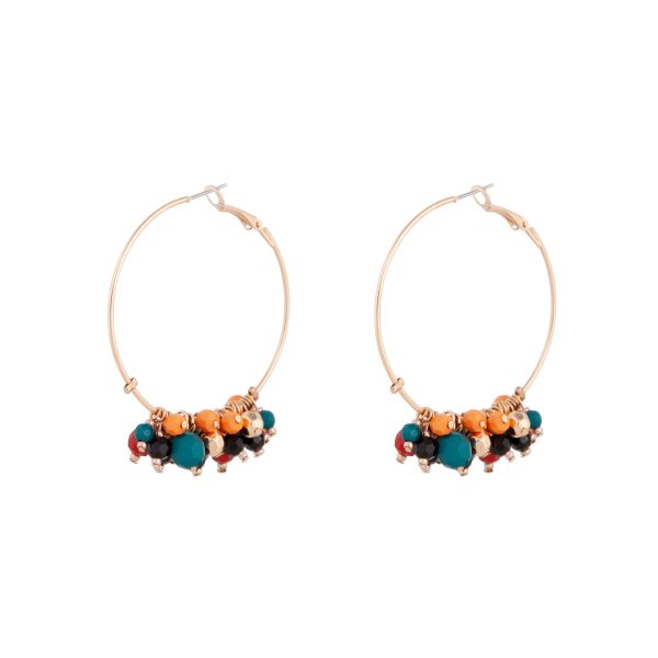 Gold Large Beaded Hoop Earrings For Sale