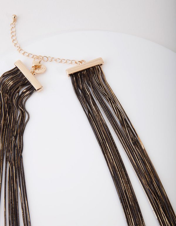 Black Gold Chain Drape Necklace Hot on Sale - Image 3