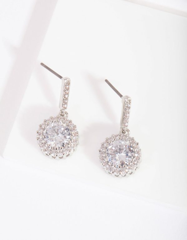 Diamond Simulant Circle Drop Earrings Online Sale - Image 2