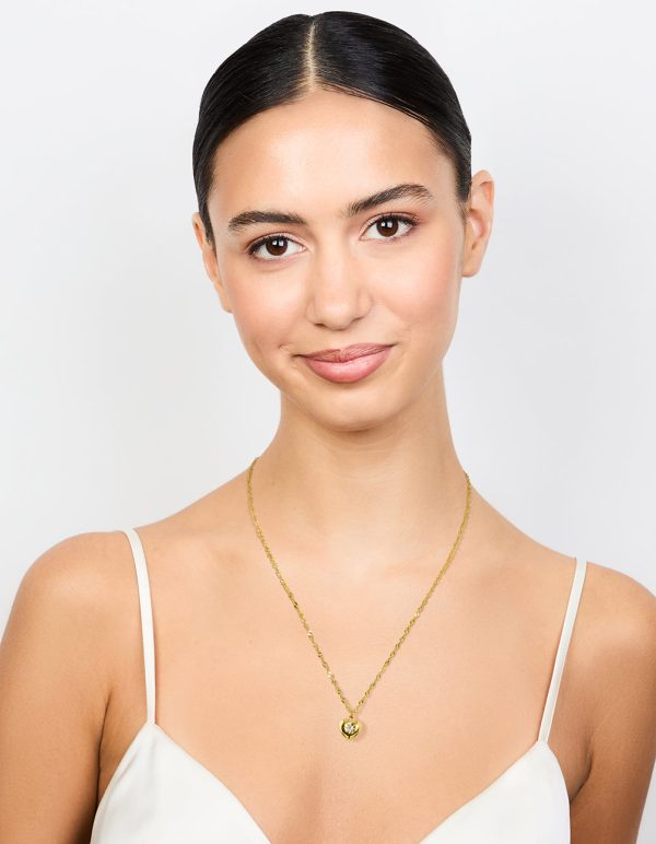 Waterproof Gold Plated Stainless Steel Cubic Zirconia Puffy Heart Necklace For Discount - Image 3