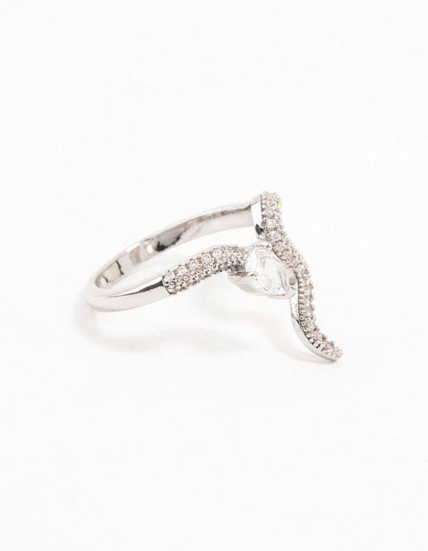 Silver Pave Cubic Zirconia Snake Ring Online Hot Sale