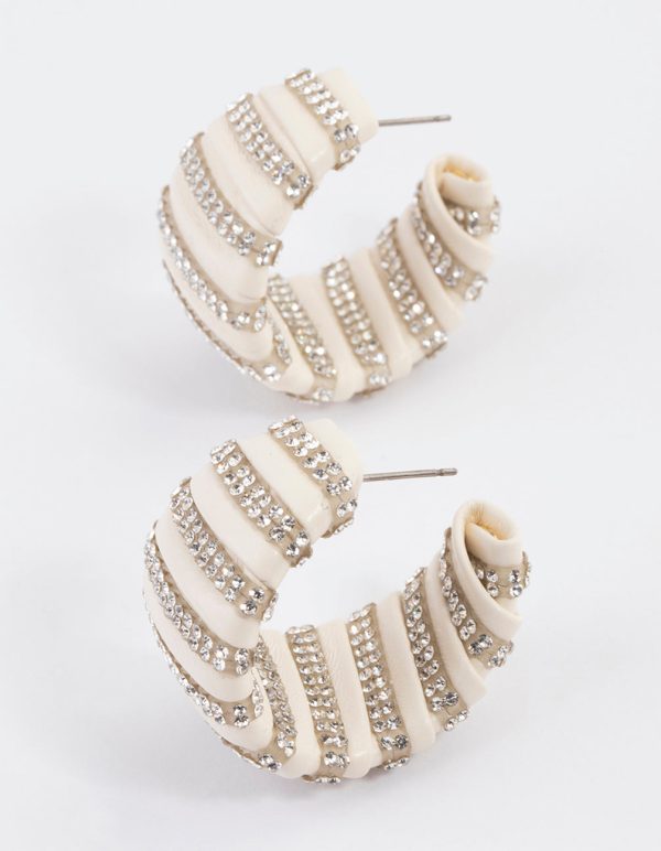 Silver White Diamante Hoop Earrings Online Hot Sale