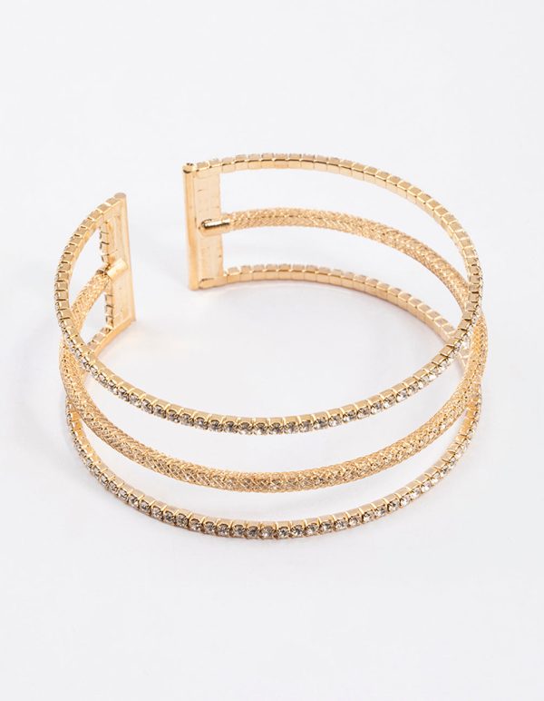 Gold Textured Triple Row Bangle Online Sale