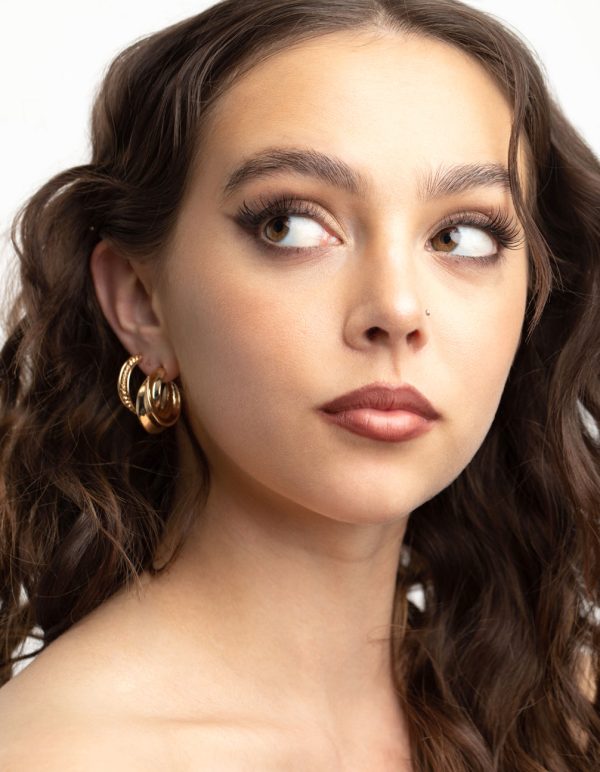 Gold Mixed Texture Earring Pack For Sale - Image 5