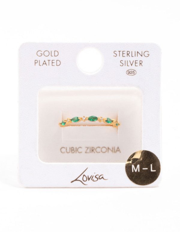Gold Plated Sterling Silver Marquise Round Cubic Zirconia Ring Online Hot Sale - Image 3