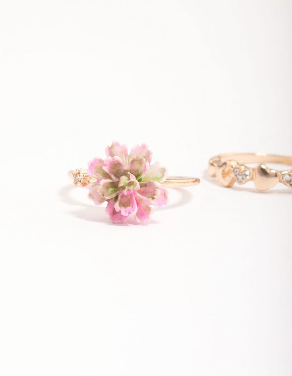 Gold Flower Butterfly Ring Pack Online - Image 2