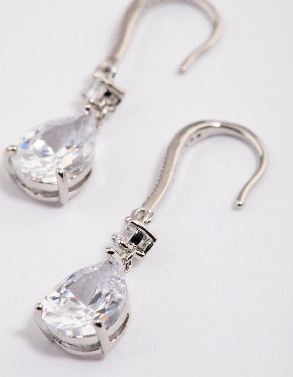 Silver Pear Cubic Zirconia Earrings For Discount - Image 2