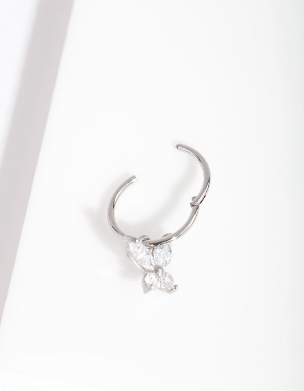 Surgical Steel Cubic Zirconia Butterfly Clicker Earring Cheap