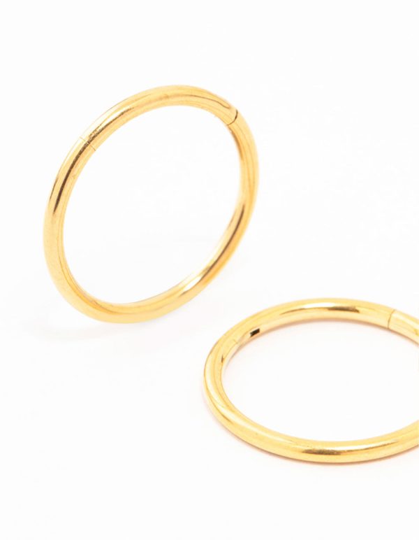 Gold Plated Titanium Sleeper Earrings 12 MM For Cheap - Image 2