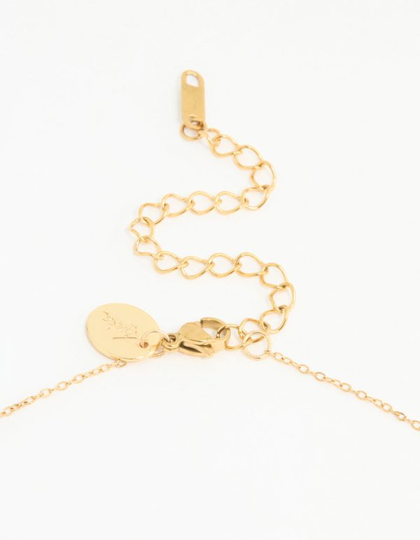Waterproof Gold Plated Stainless Steel Cubic Zirconia Heart Floral Pendant Necklace Online Sale - Image 5