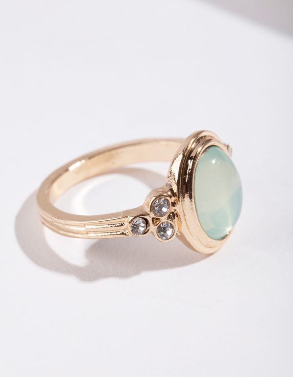Gold Oval Diamante Ring For Discount - Image 2