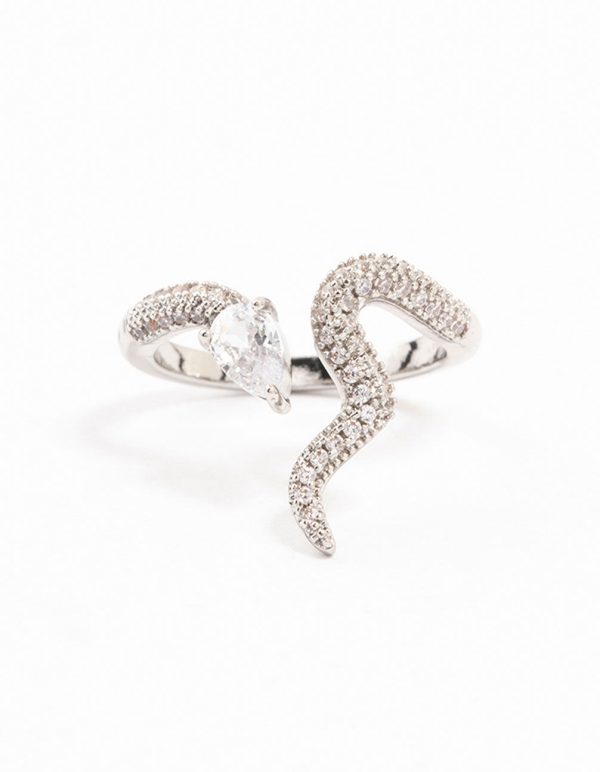 Silver Pave Cubic Zirconia Snake Ring Online Hot Sale - Image 3