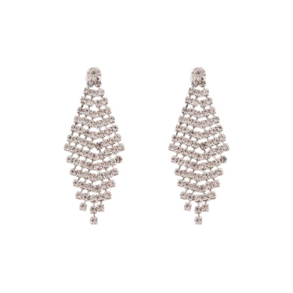Silver Diamante Drop Tier Earrings Online Hot Sale