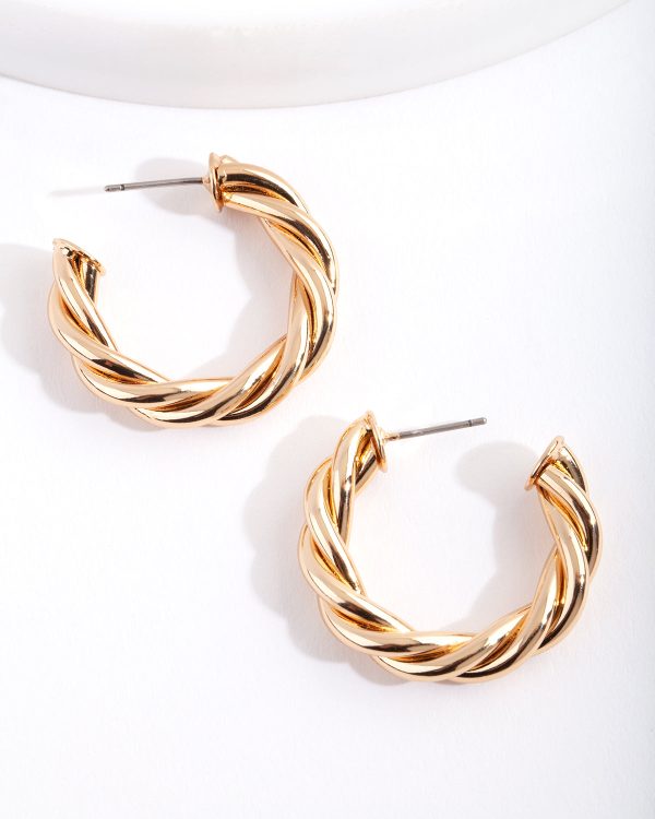 Gold Plated Twist Open Hoop Earrings Online Hot Sale - Image 4