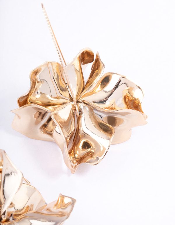Gold Frosted Flower Drop Earrings Discount - Image 3