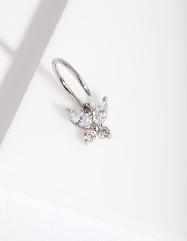 Surgical Steel Cubic Zirconia Butterfly Clicker Earring Cheap - Image 2