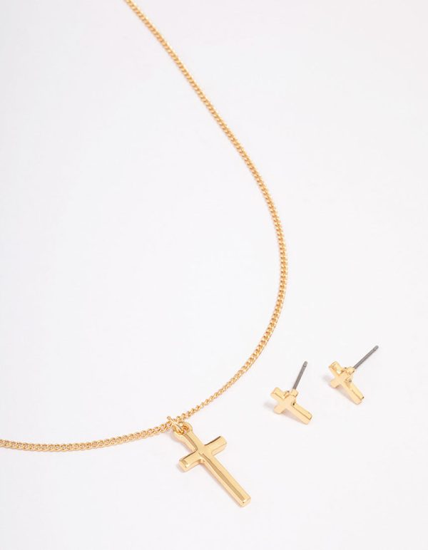 Gold Plated Cross Jewellery Set Sale