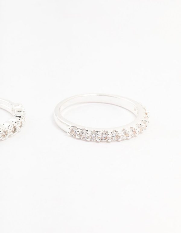Silver Plated Round Cubic Zirconia Stacking Rings 3-Pack Online Hot Sale - Image 3