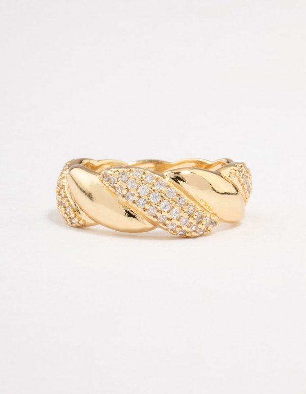 Gold Plated Cubic Zirconia Braided Ring For Sale - Image 3