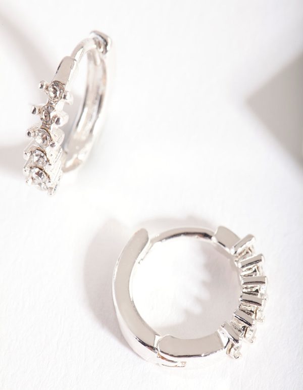 Silver Jagged Diamante Huggie Discount - Image 2