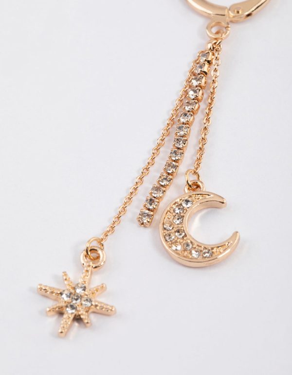 Gold Celestial Cup Chain Drop Earrings For Discount - Image 3