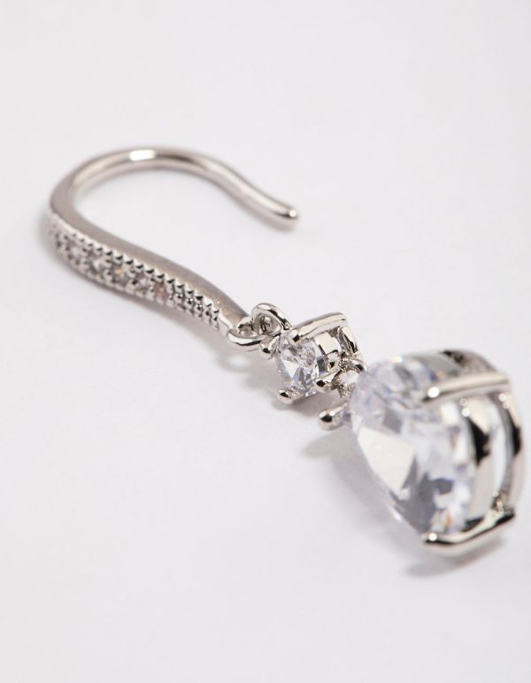 Silver Pear Cubic Zirconia Earrings For Discount - Image 3