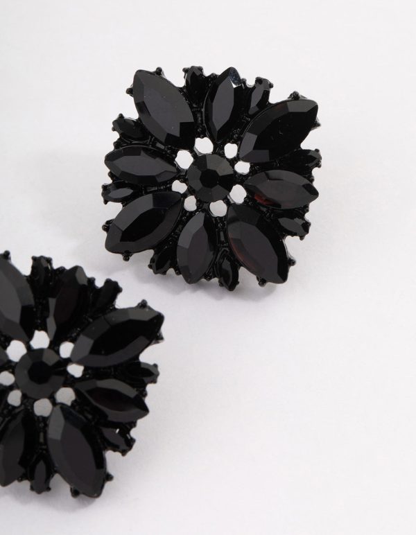 Coated Black Statement Stud Earrings For Sale - Image 3