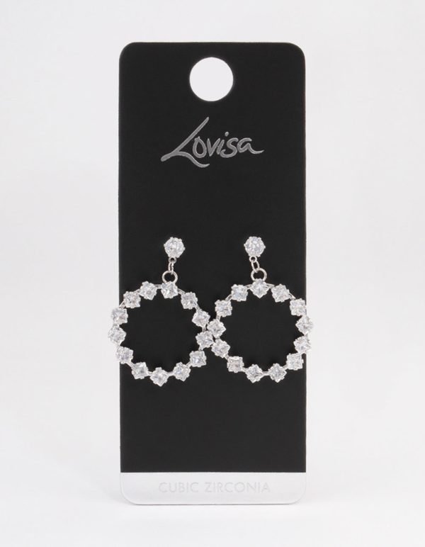 Silver Square Stone Wreath Drop Earrings For Discount - Image 3