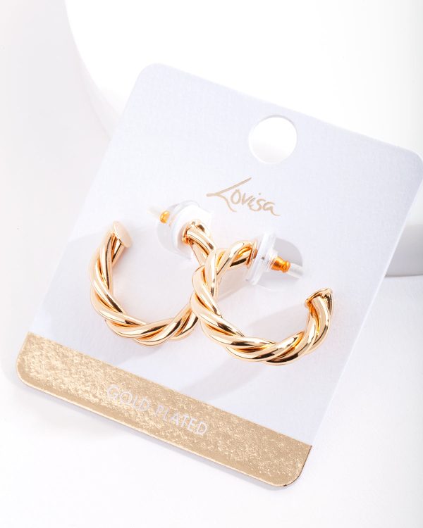 Gold Plated Twist Open Hoop Earrings Online Hot Sale