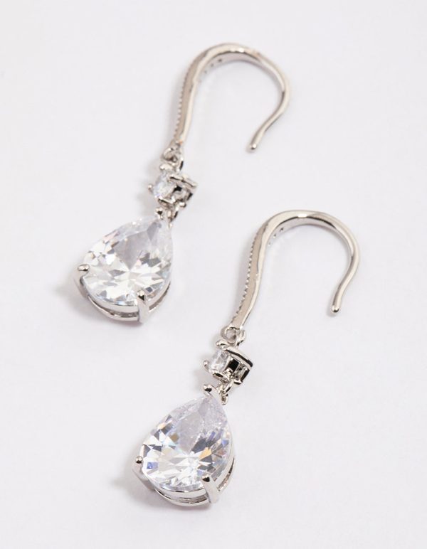 Silver Pear Cubic Zirconia Earrings For Discount