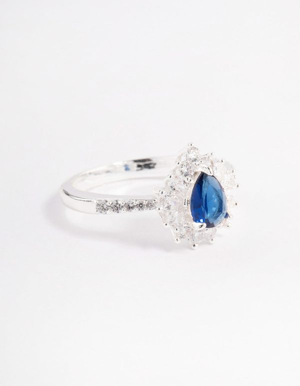 Silver Plated Regal Pear Ring For Discount