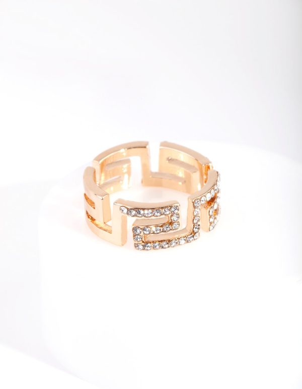 Gold Diamante Egyptian Ring For Sale - Image 3