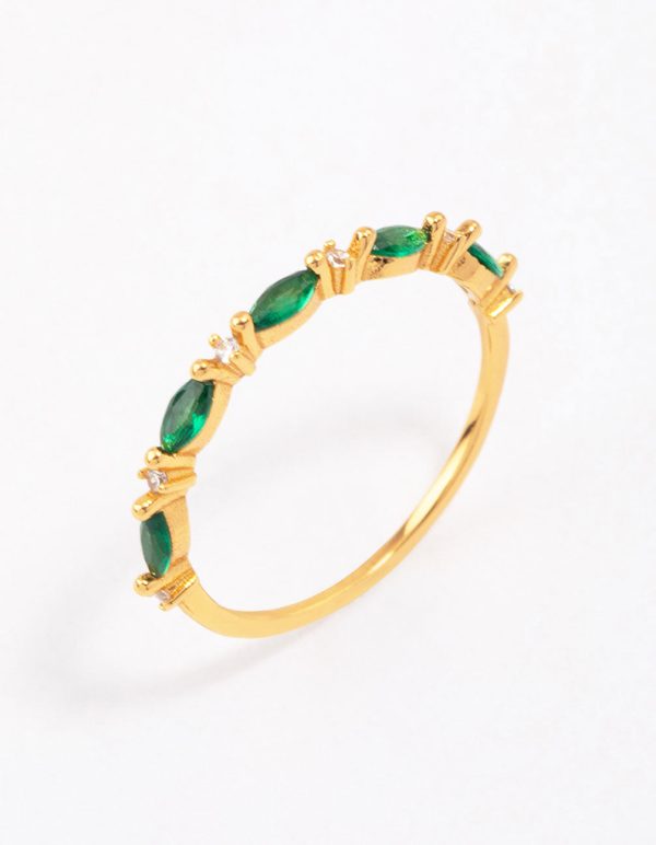 Gold Plated Sterling Silver Marquise Round Cubic Zirconia Ring Online Hot Sale - Image 2
