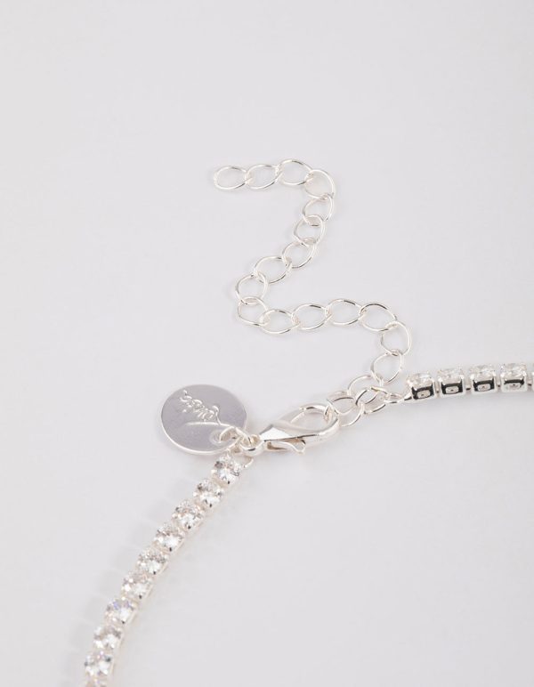 Silver Cubic Zirconia Silver Y-Neck Jewellery Set Discount - Image 3