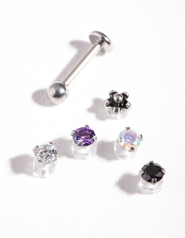 Surgical Steel Cubic Zirconia Flat Back 6-Pack Cheap