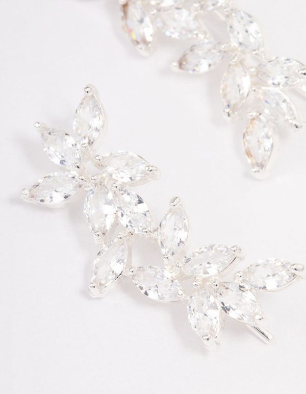 Silver Leaf Vine Crawler Drop Earrings Discount - Image 2