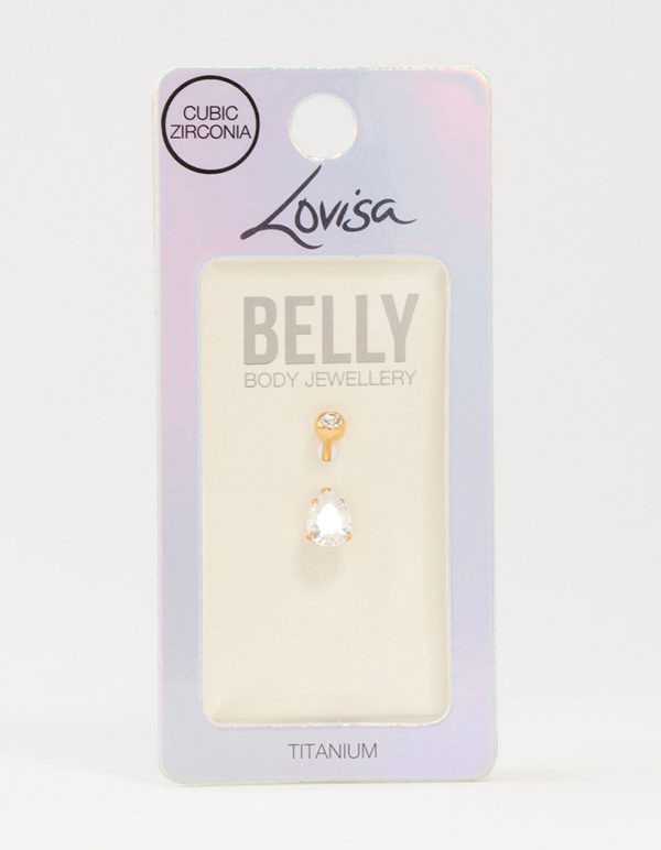 Gold Plated Titanium Round Bezel & Pear Belly Bar Discount - Image 3