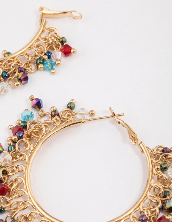 Gold Pearly Overload Big Hoop Earrings For Cheap - Image 2