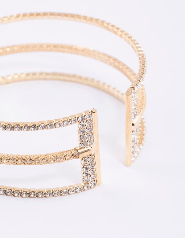 Gold Textured Triple Row Bangle Online Sale - Image 3