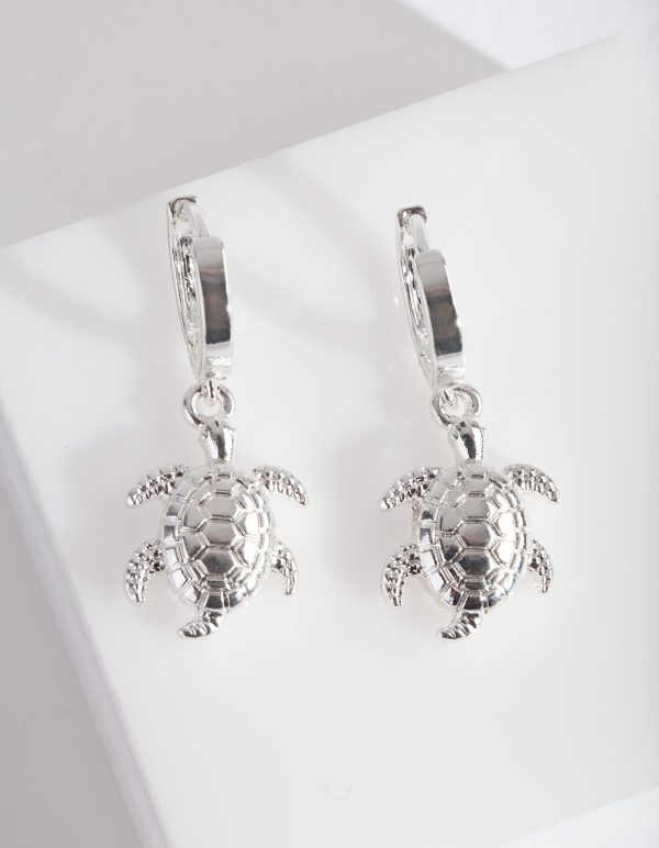 Silver Sea Turtle Huggie Discount