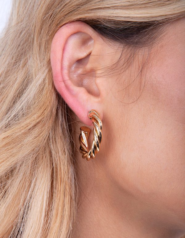 Gold Plated Twist Open Hoop Earrings Online Hot Sale - Image 3