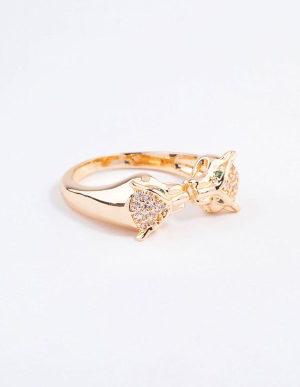 Gold Double Cheetah Ring For Discount