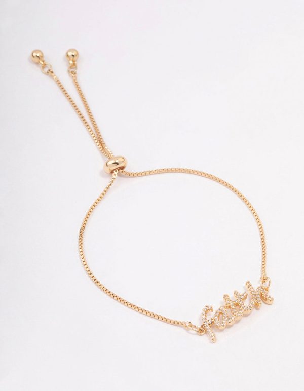Gold Faith Script Toggle Bracelet Cheap