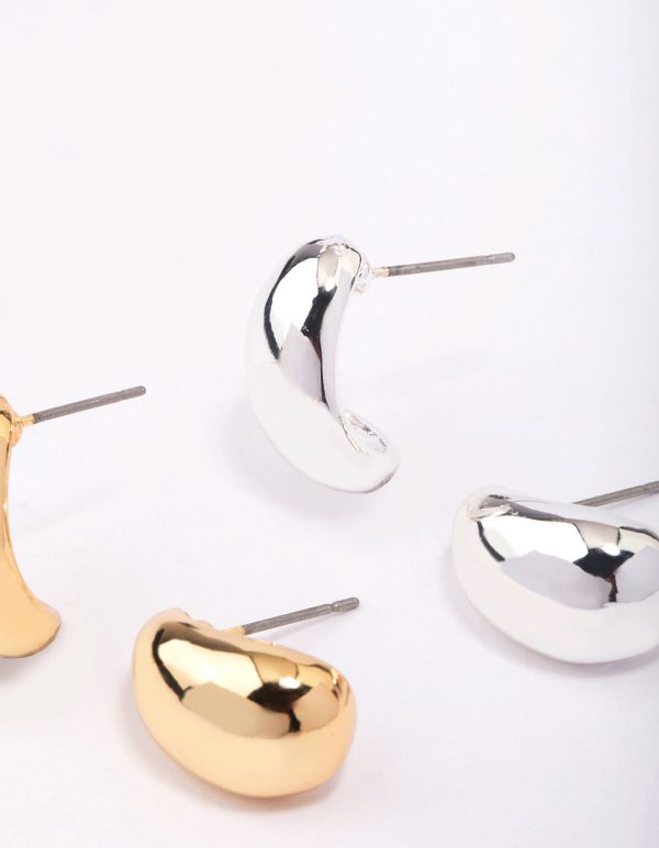 Gold & Silver Plated Bubble Stud Earring Pack Hot on Sale - Image 3