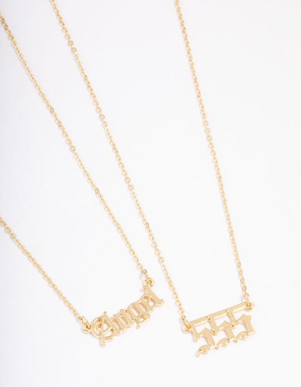 Gold Plated Angel Number  555  Layered Necklace on Sale - Image 3