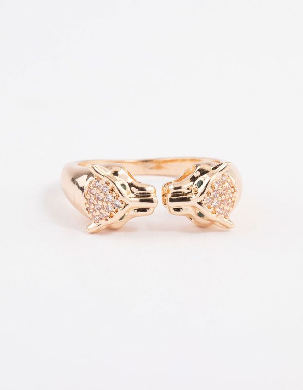 Gold Double Cheetah Ring For Discount - Image 3