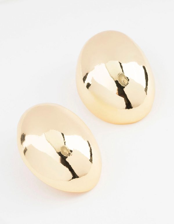 Gold Plated Oval Bold Stud Earrings Sale