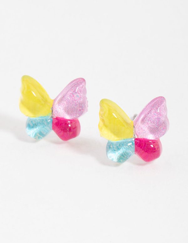 Resin Butterfly Stud Earrings Online Sale