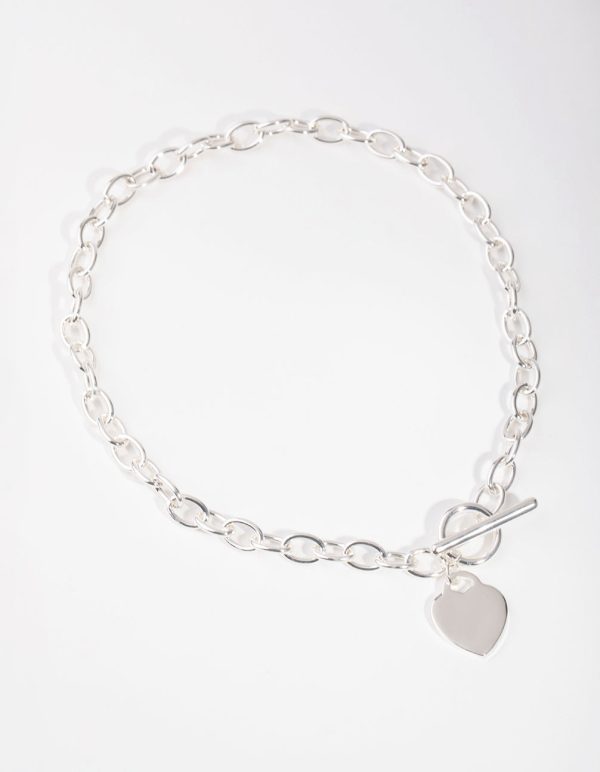 Silver Heart Charm Chain T&O Necklace Cheap - Image 2